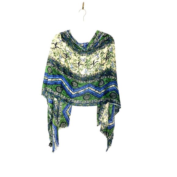 CEJON WOMEN'S BLUE/GREEN MULTI-PATTERN SCARF - Picture 1 of 4